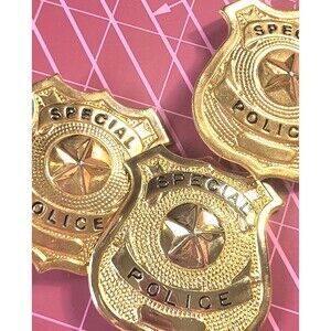 Lot 3 Special Police Shield Gold Badges Costume Theatre Film Movie Uniform Props